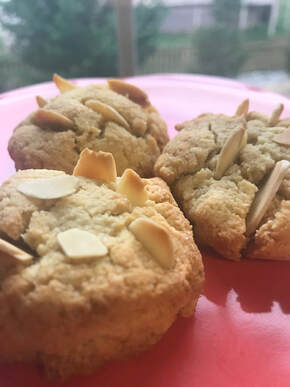 Lemon Amaretto Cookies, topped with sliced almonds